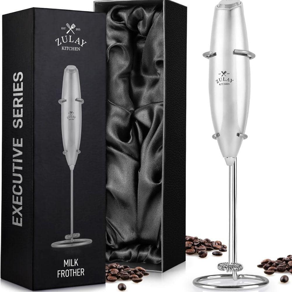 Executive Series Silver Stainless Steel Handheld Milk Frother