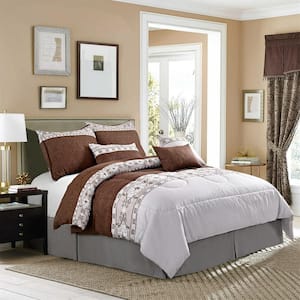 Bedding Comforter Set 7 Piece Bedding Sets -100% Polyester-100% Natural Soft Hand Feel - Cal King Size, Brown