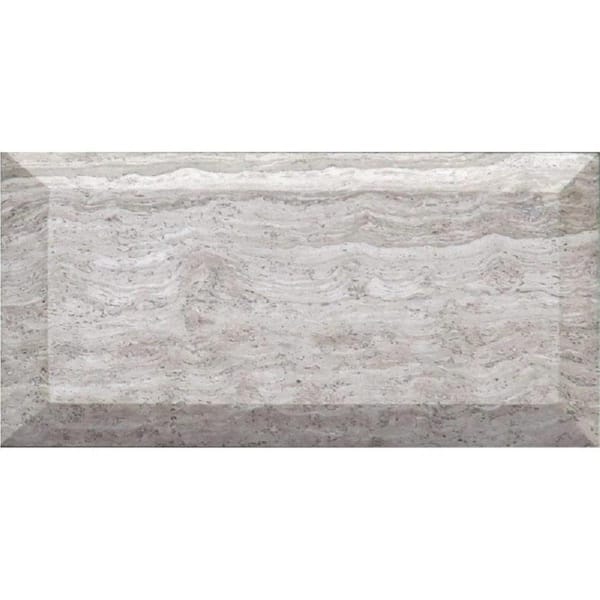 Apollo Tile Wooden Grey 3 in. x 6 in. Beveled Polished Marble Subway Wall and Floor Tile (5 sq. ft./Case)