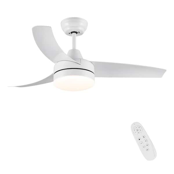 Modern 42 in. Indoor Matte White Dimmable Ceiling Fan with Integrated LED, DC Motor and Remote Control