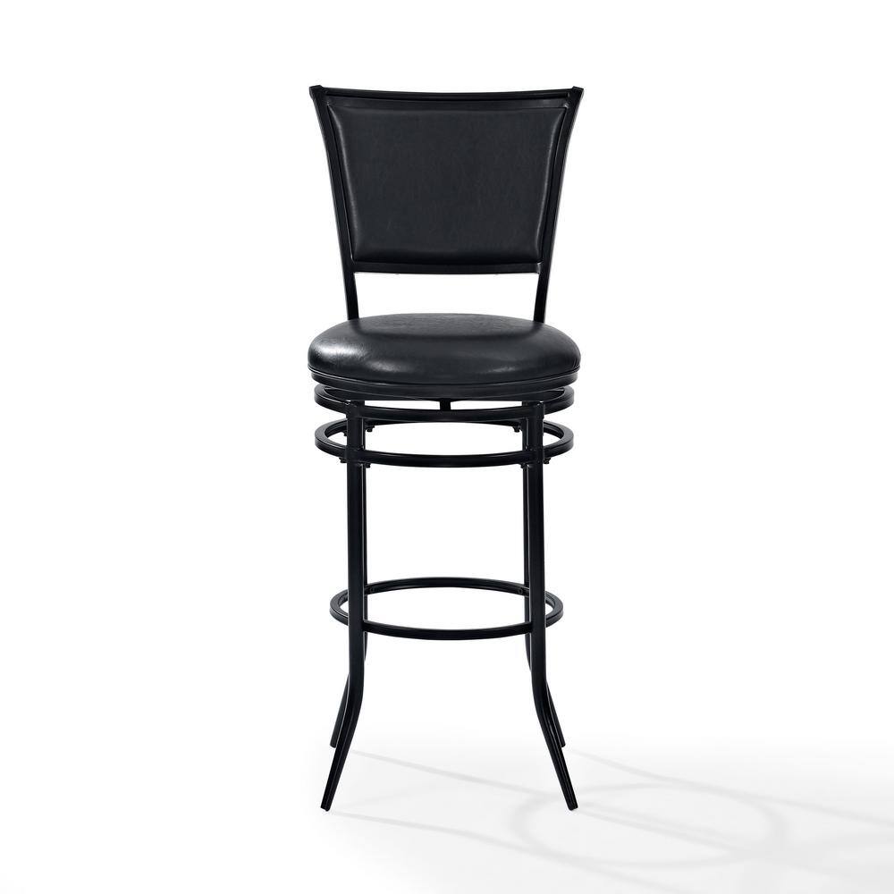Rachel Black Metal Swivel Barstool with Leather Cushion