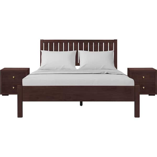 Camden Isle Graham Espresso Brown Wood Frame King Platform Bed with Storage (2-Nightstands)