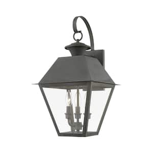 Helmsdale 22 in. 3-Light Charcoal Outdoor Hardwired Wall Lantern Sconce with No Bulbs Included