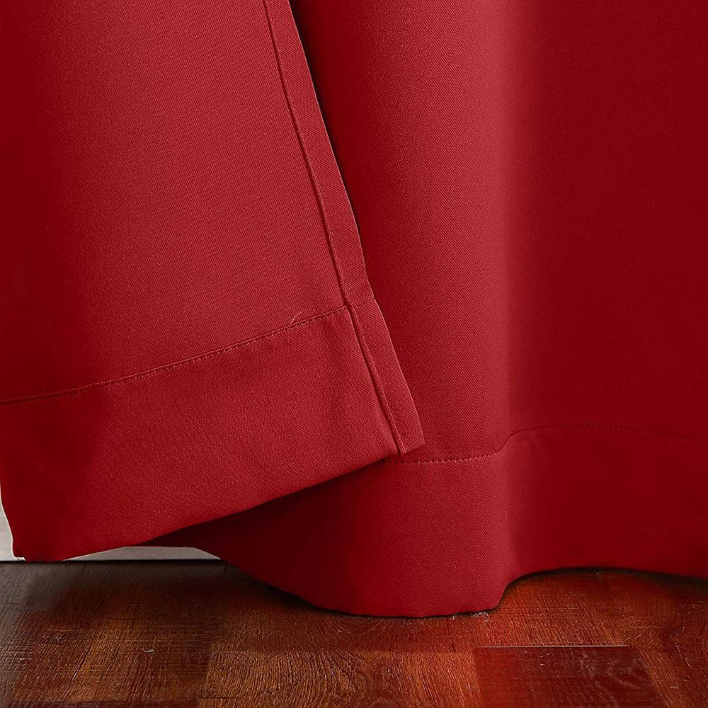 Red 63-Inch Blackout Grommet Curtain Panel