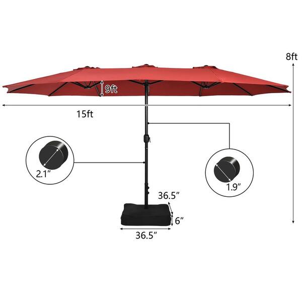 costway patio double-sided market umbrella crank 15' Beige Vented Top 74921356 New Beige Are you looking for a patio umbrella that will provide you with a shady and comfortable relaxation place Costway 13FT Double-sided Patio Umbrella
