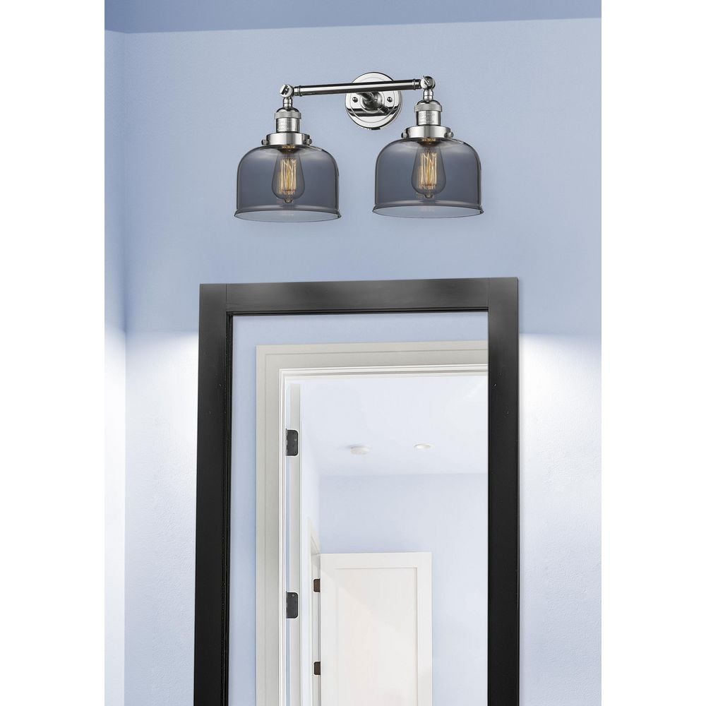 Bell 19 in. 2-Light Polished Chrome Vanity Light with Glass Shade price history on PriceWatchPro