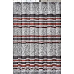 72 in. Grey and Black Warren Stripe Shower Curtain