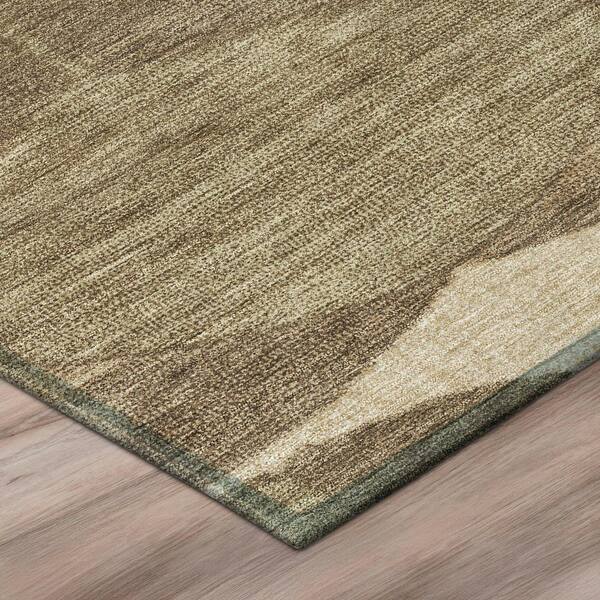 Chantille Machine Washable Indoor/Outdoor Abstract ACN3060 Chocolate 8 ft. x 8 ft. Round Rug