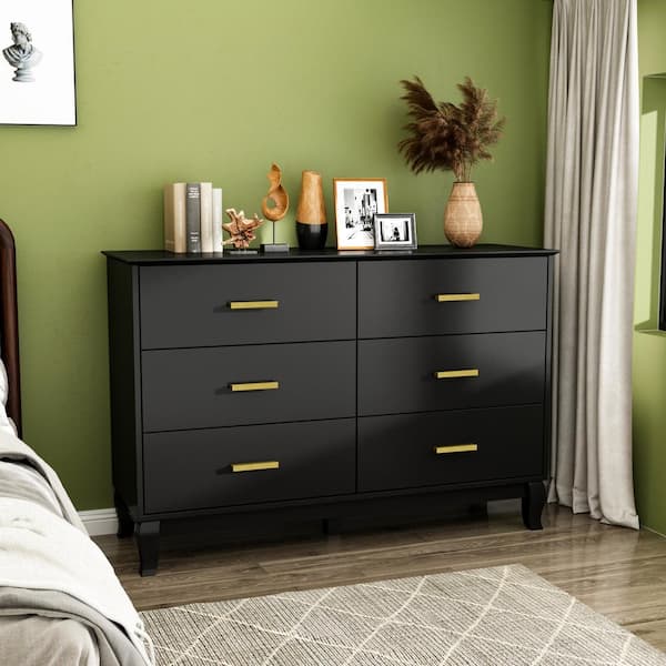 6-Drawer Black Dresser 31.5 in. H x 47.2 in. W x 15.7 in. D
