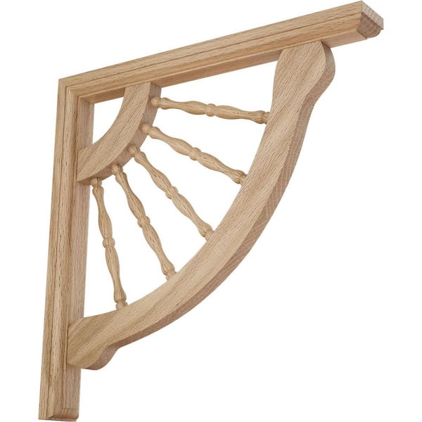 Ekena Millwork 1-1/2 in. x 12 in. x 12 in. Red Oak Crendon Wagon Wheel Bracket