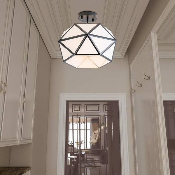 Maxax Raleigh 7.9 in. 1-Light Black Metal Minimalist Semi Flush