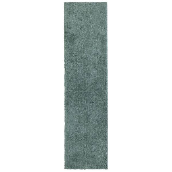 Home Decorators Collection Ethereal Shag Aqua Sea 2 ft. x 8 ft. Indoor