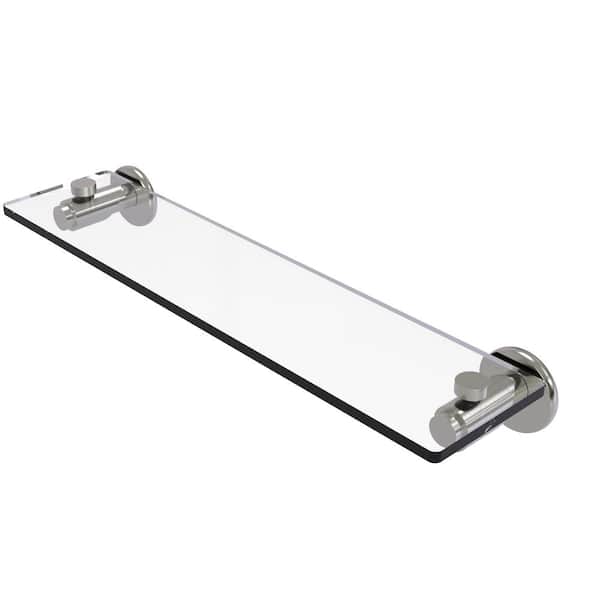 Allied Brass Tribecca Collection 22 in. Glass Vanity Shelf with Beveled Edges in Satin Nickel