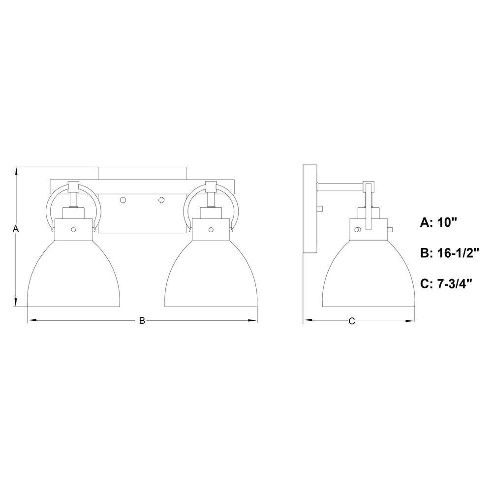 Matte Black Steel 2-Light Dimmable Vanity Fixture