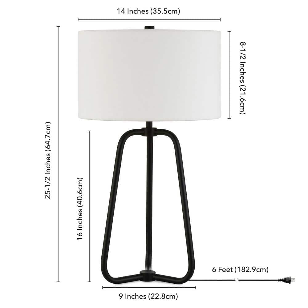 Marduk 25.5" Blackened Bronze Table Lamp with Linen Shade