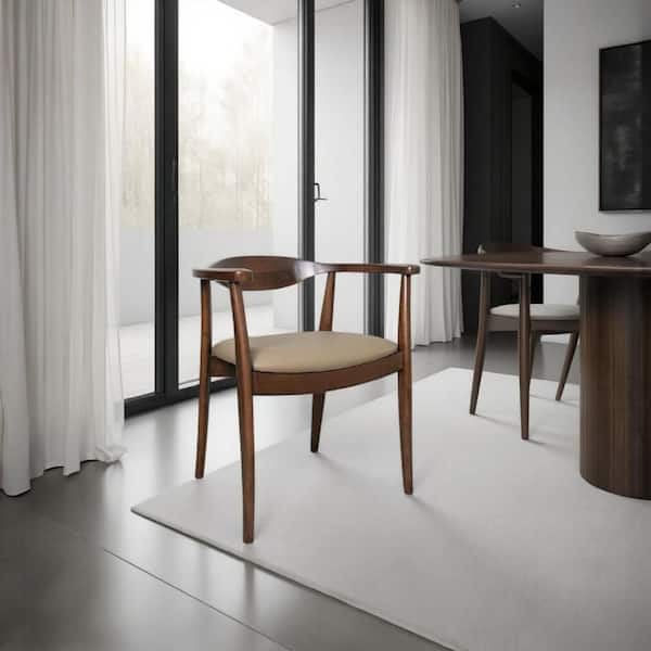 Niva Walnut Brown and Light Brown Fabric Slat Back Dining Side Chair (Set of 2)