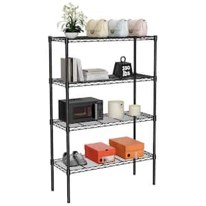 4-Tier Metal Storage Shelving Unit with Adjustable Shelf in Black (35.4 in. W x 54 in. H x 13.7 in. D)