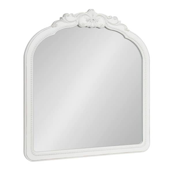 Kate and Laurel Jenelle 28 in. W. x 30 in. H MDF White Arch Traditional Framed Decorative Wall Mirror