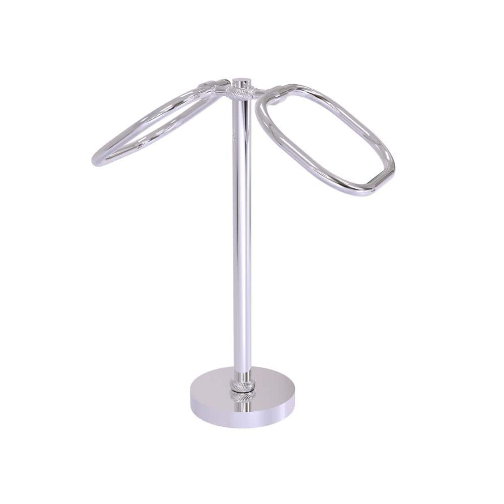 Polished Chrome Dual Ring Freestanding Towel Holder