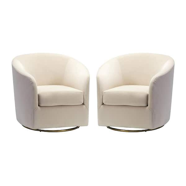 JAYDEN CREATION Estefan Tan Polyester Arm Chair with Metal Base (Set of 2)