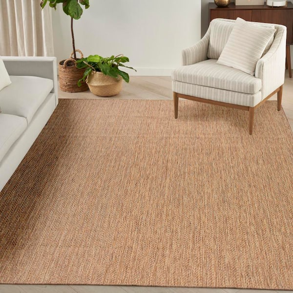 Horizon Indoor/Outdoor Natural 10 ft. x 14 ft. Geometric Contemporary Area Rug