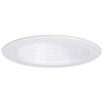 E26 Series 4 in. White Recessed Ceiling Light Plastic Step Baffle with White Trim Ring