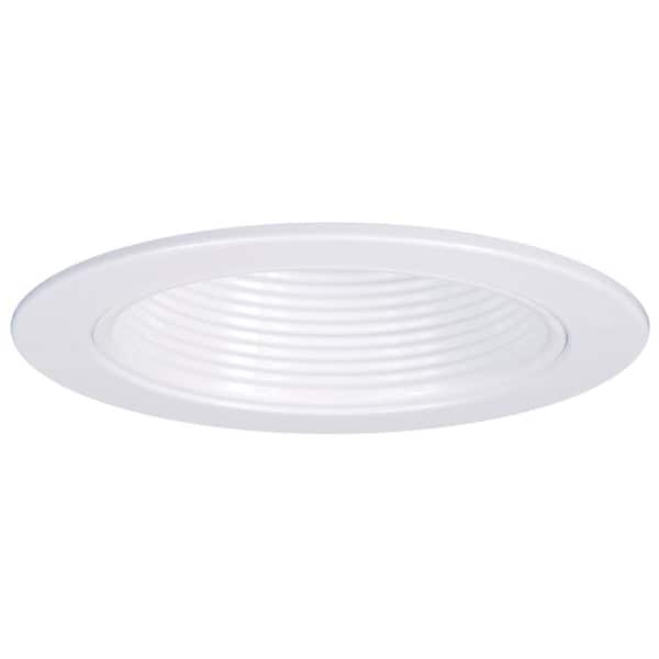 HALO E26 Series 4 in. White Recessed Ceiling Light Plastic Step Baffle with White Trim Ring