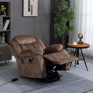 Brown Polyester Fabric Power Lift Recliner with Remote Control