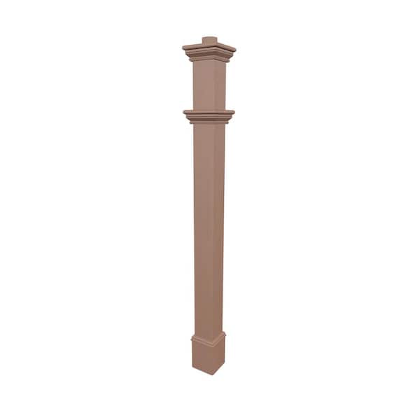 VITA 6"L x 6"W x 74"H Charleston Embossed Vinyl Lamp Post, Brown, VA94433