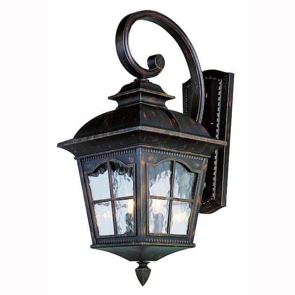 Bel Air Lighting Briarwood 2-Light Antique Rust Outdoor Wall Light Sconce Lantern with Water Glass