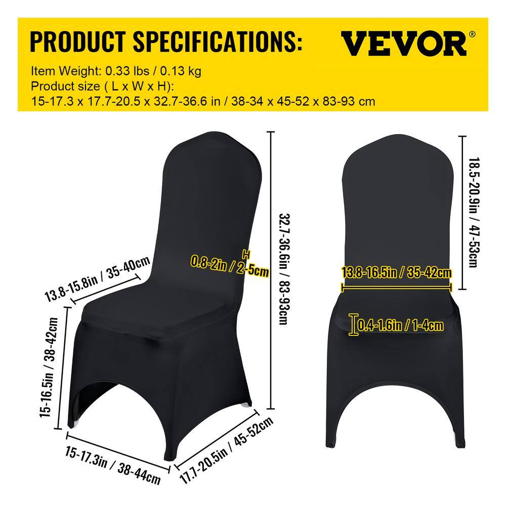 Black Stretch Spandex Dining Chair Covers, Set of 50
