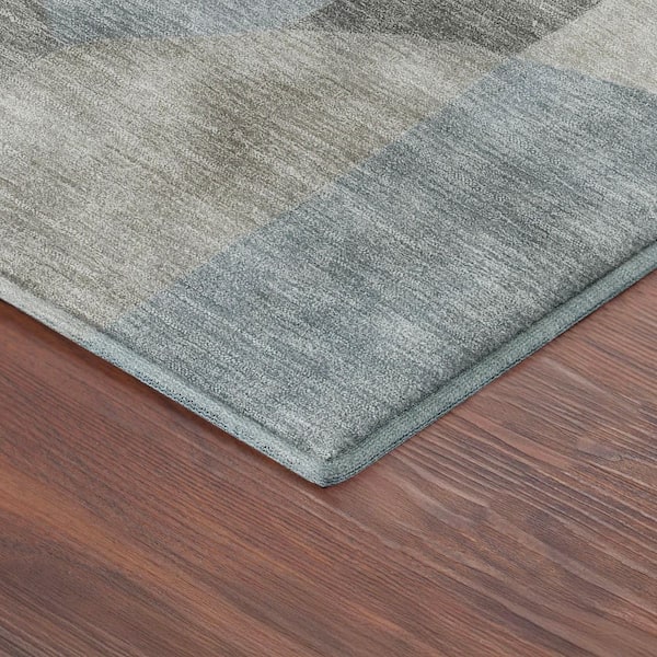 Mayfield Premium Machine Washable Abstract AMF2376 Taupe 2 ft. x 7 ft. Runner Rug