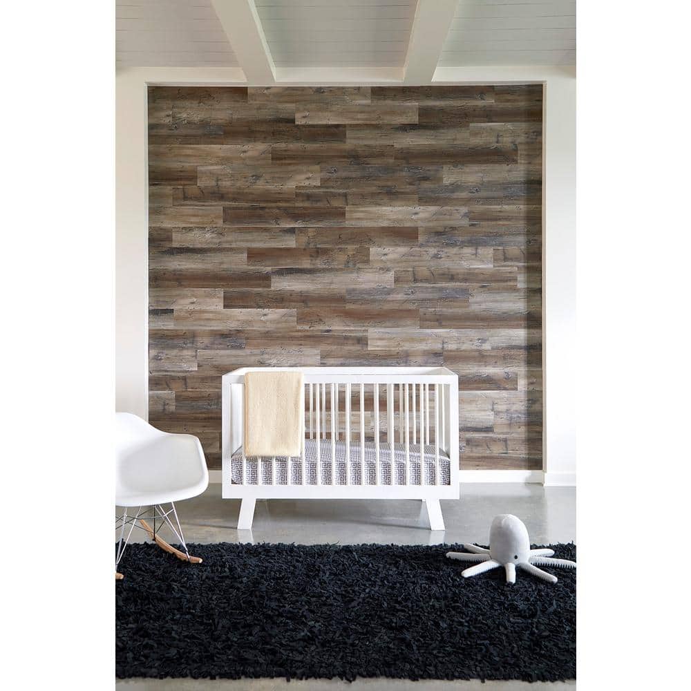 Blazed Barnwood Brown Blend Peel and Stick Vinyl Plank Flooring