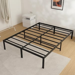 Black Full Heavy-Duty Steel Slat Platform Bed Frame with Storage Space