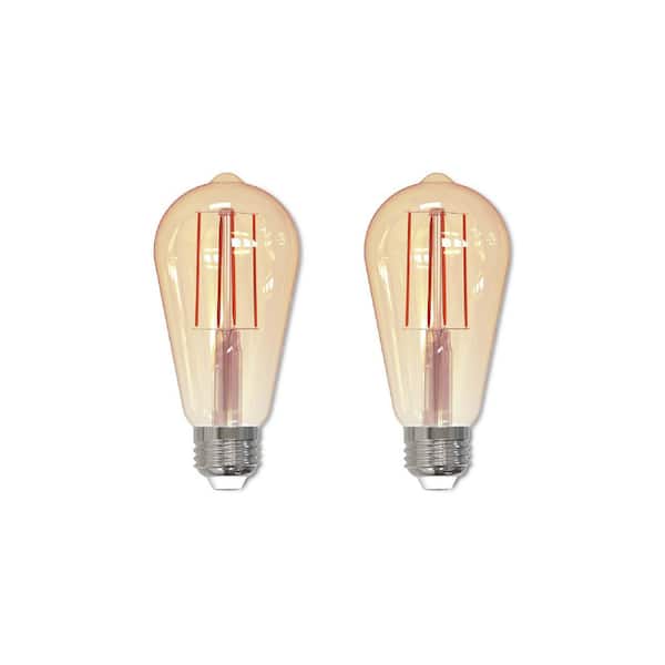 Bulbrite 40W Equivalent Amber Light ST18 Dimmable LED Filament Light Bulb (2-Pack)