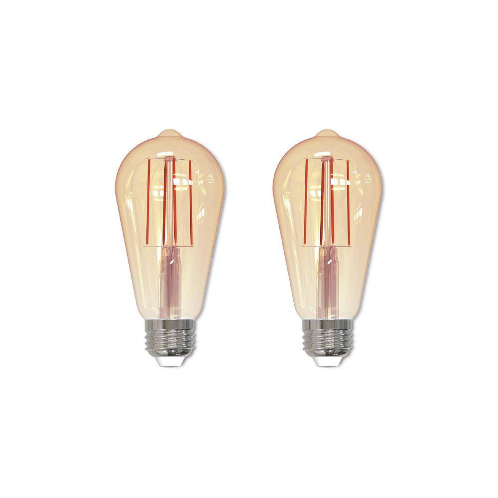 Amber Vintage Style Dimmable LED ST18 Light Bulbs, 2-Pack