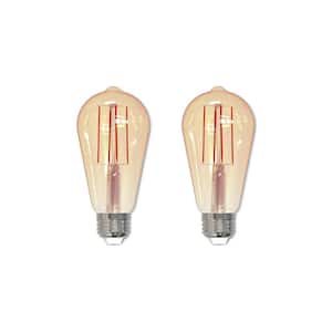 40W Equivalent Amber Light ST18 Dimmable LED Filament Light Bulb (2-Pack)