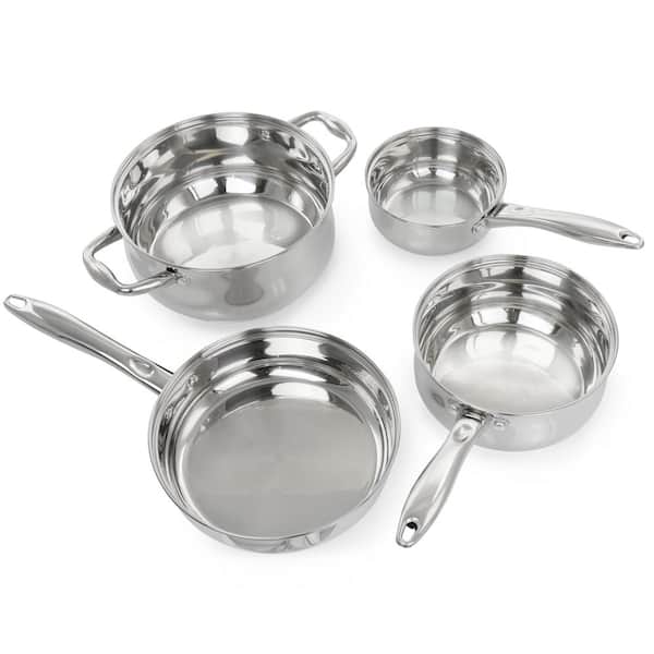 Oster 7 Piece Brushed Stainless Steel Cookware Set - On Sale - Bed