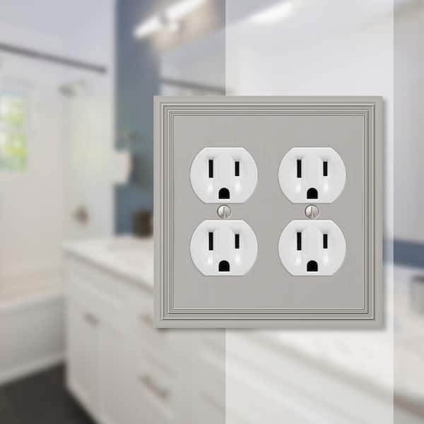 Hallcrest 2 Gang Duplex Metal Wall Plate - Satin Nickel