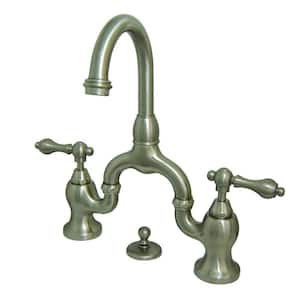 8 in. Widespread 2-Handle High-Arc Bridge Bathroom Faucet in Brushed Nickel