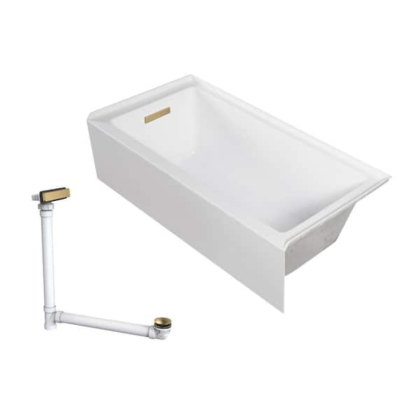 Unity 60 in. x 32 in. Soaking Bathtub with Left Drain in White/Champagne Bronze