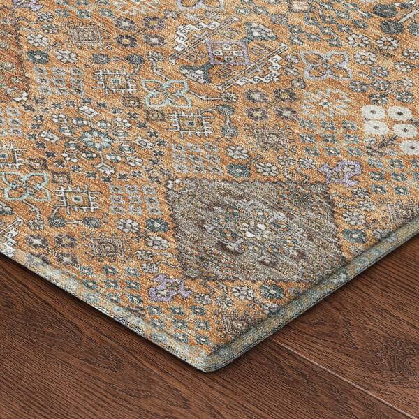 Mayfield Premium Machine Washable Abstract AMF2440 Copper 9 ft. x 12 ft. Area Rug