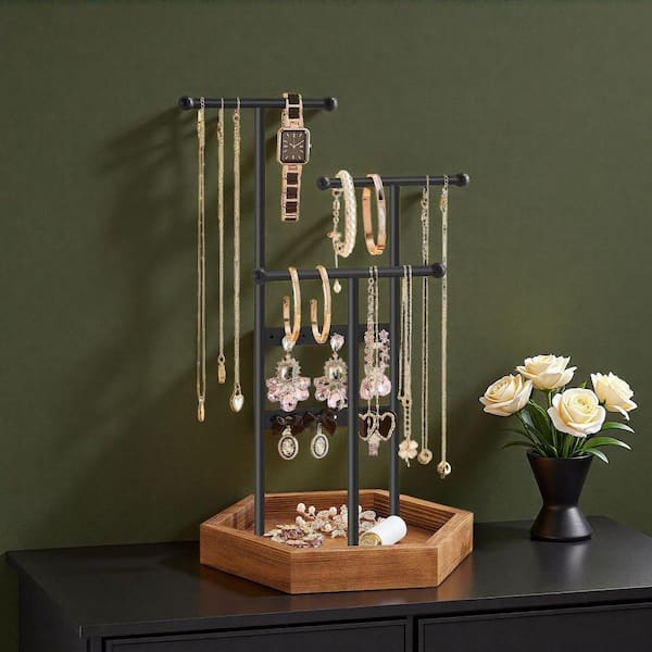 Jewelry Holder Black Brown 8 in. x 14.1 in. Metal Jewelry Tree