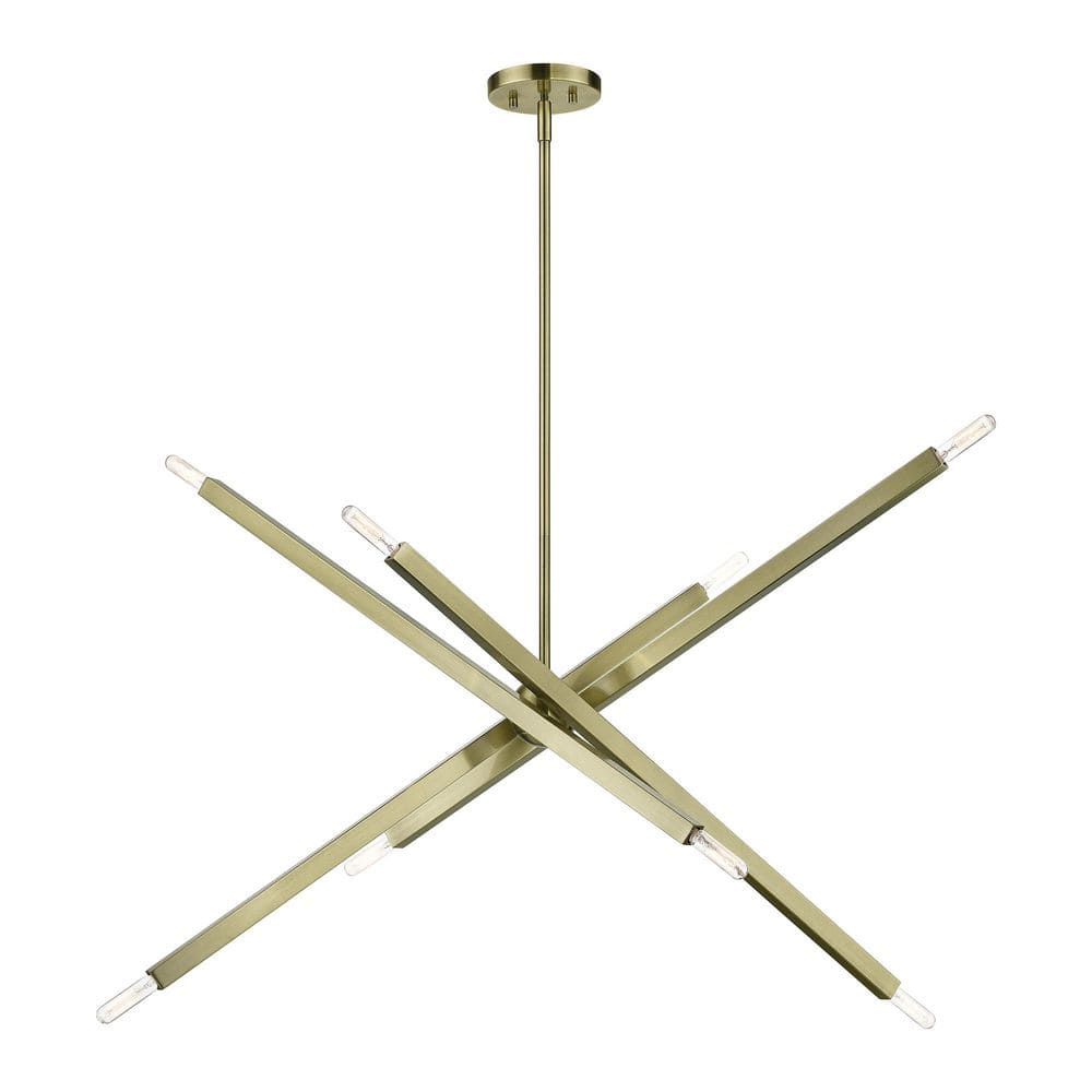 Everson 8 Light Antique Brass Sputnik Linear Chandelier for Dining Room with No Bulbs Included price history on PriceWatchPro
