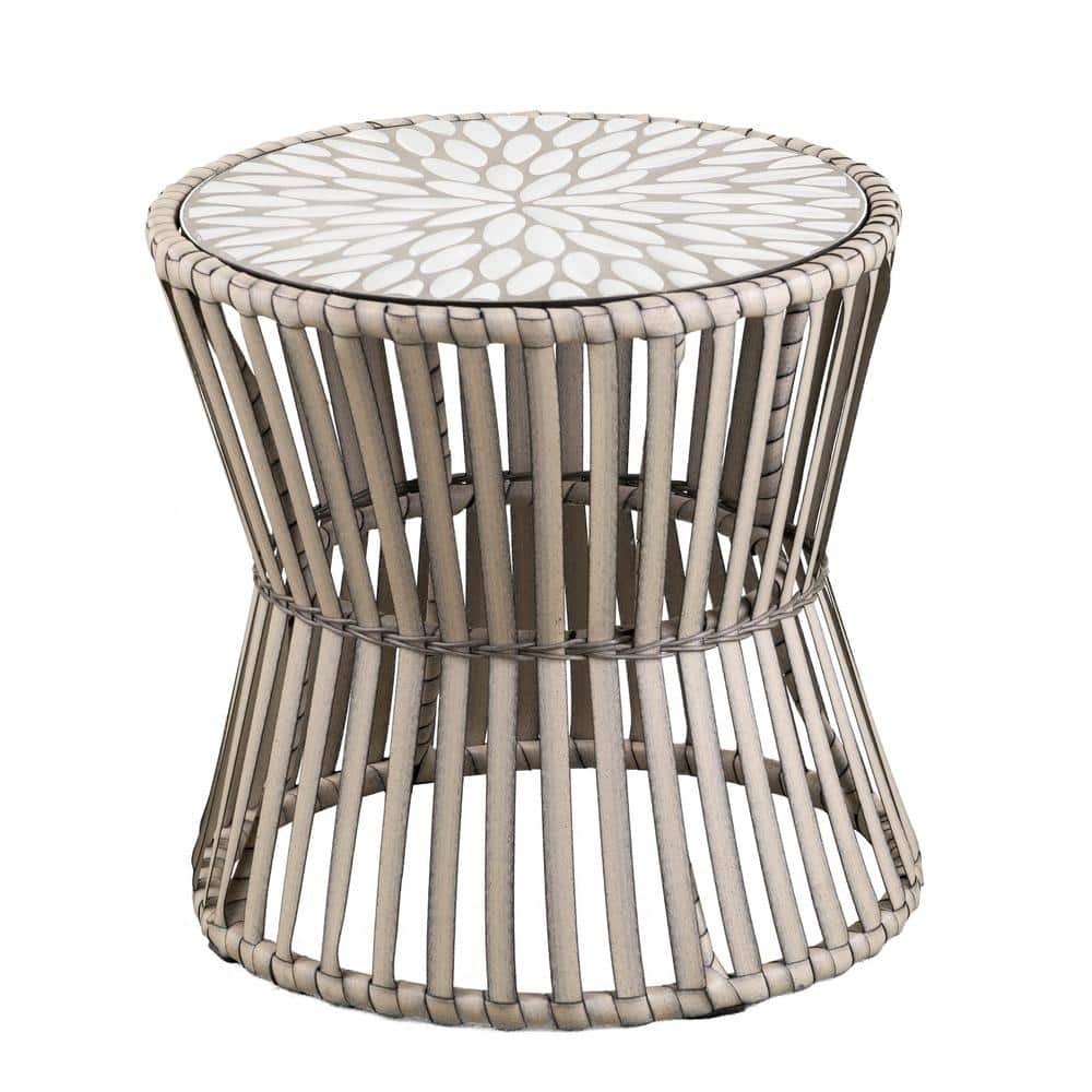 Merengo Wicker Outdoor Side Table in Natural and Gray price history on PriceWatchPro
