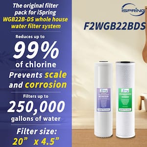 4.5 in. x 20 in. 2-Stage Whole House Water Filter Replacement Set, Reduce Chlorine, Scale, Corrosion, Fits WGB22B-DS