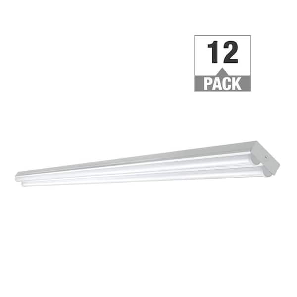 Commercial Electric 8 ft. Linear White LED Garage Strip Light Fixture 9000 Lumens 120V Hardwire 4000K Bright White Row Mount (12-Pack)