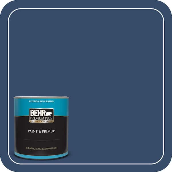 BEHR PREMIUM PLUS 1 qt. #580D-7 Deep Royal Satin Enamel Exterior Paint & Primer