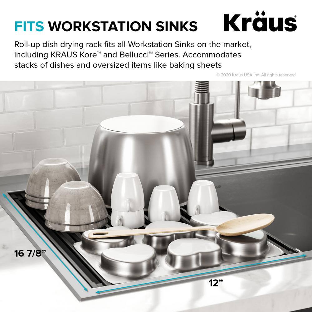 Gray Stainless Steel Foldable Over-the-Sink Dish Drying Rack