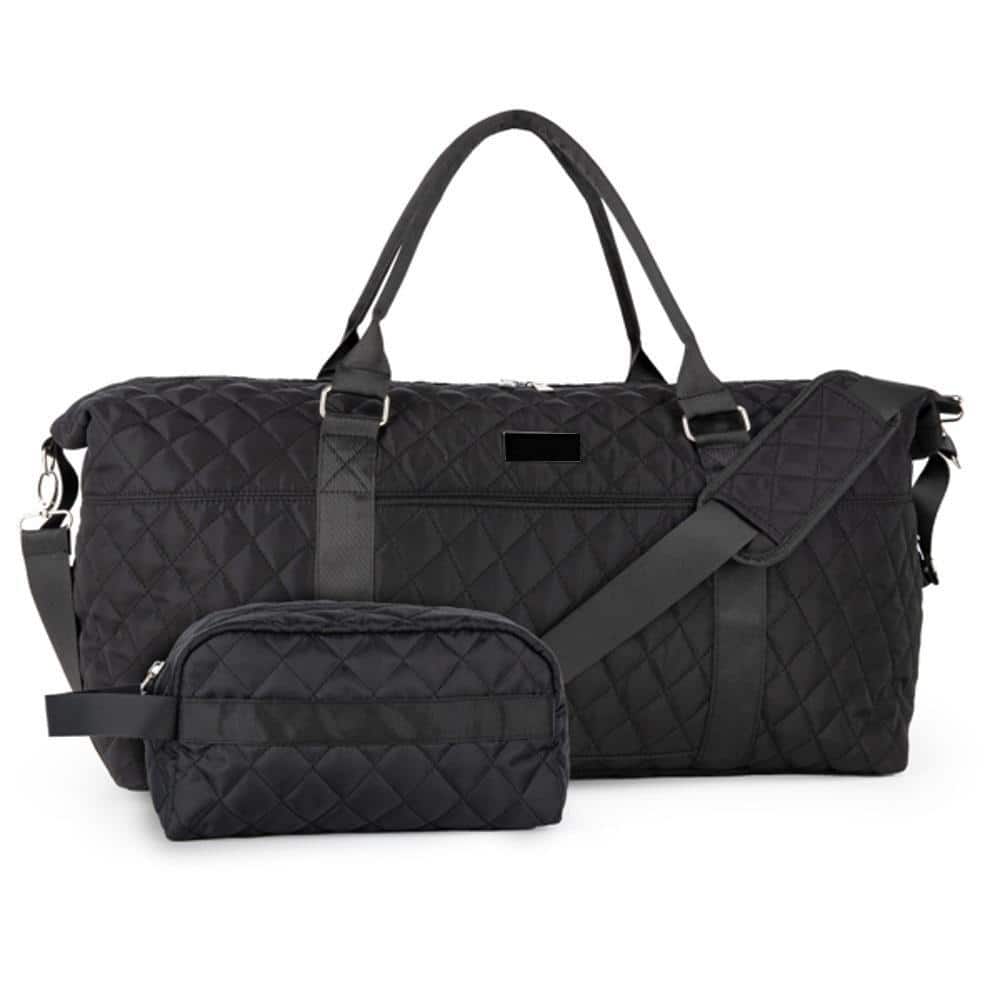 Black Travel Garment Bag for Women, Large Overnight Weekender with Adjustable Strap, Wet Pocket, Carry On Sports Tote